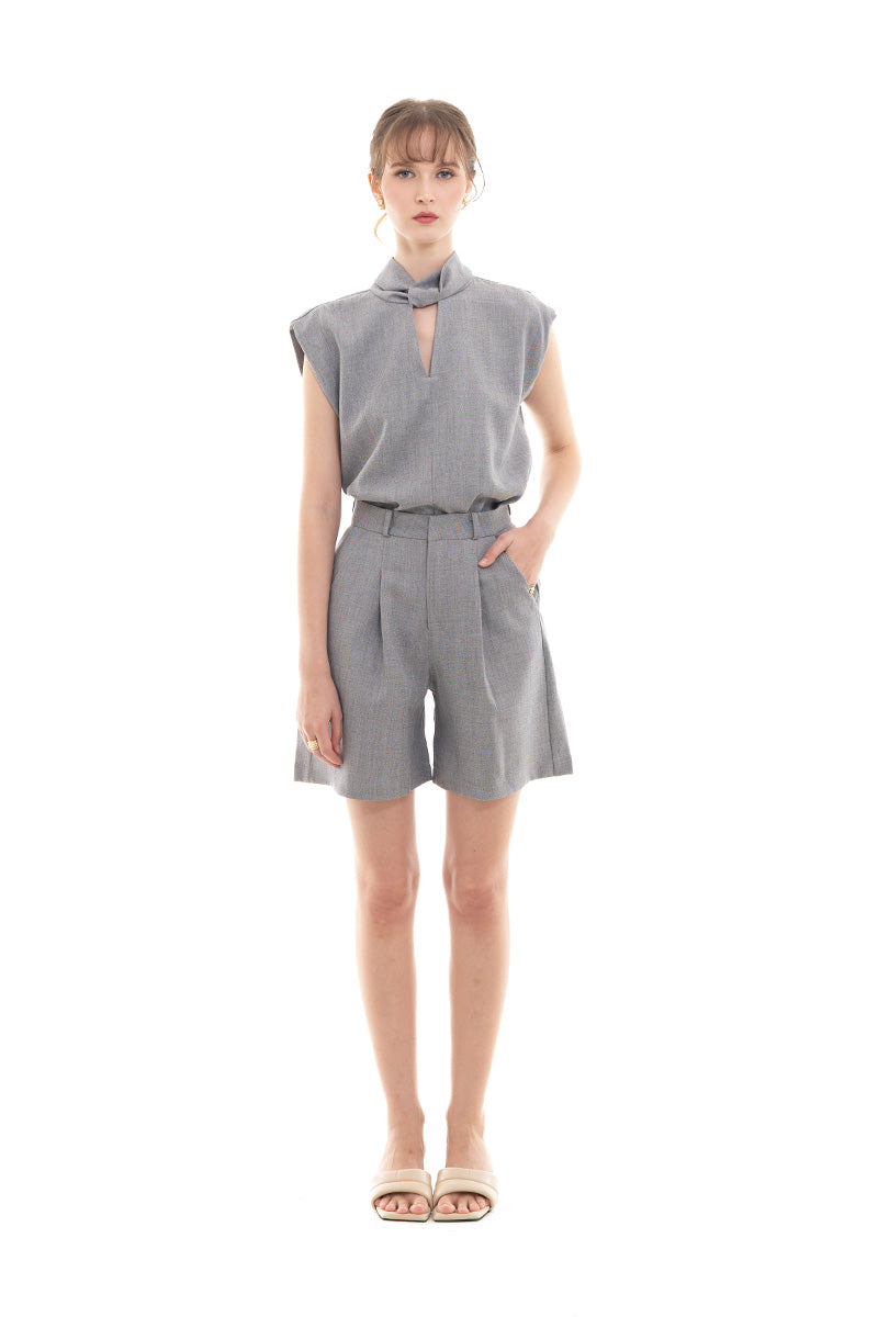 High-Rise Shorts In Light Grey