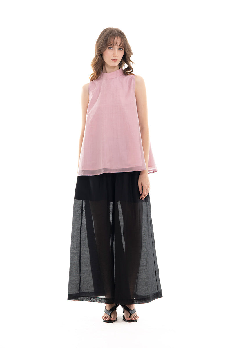 Mock Neck Sleeveless Top In Mauve Pink