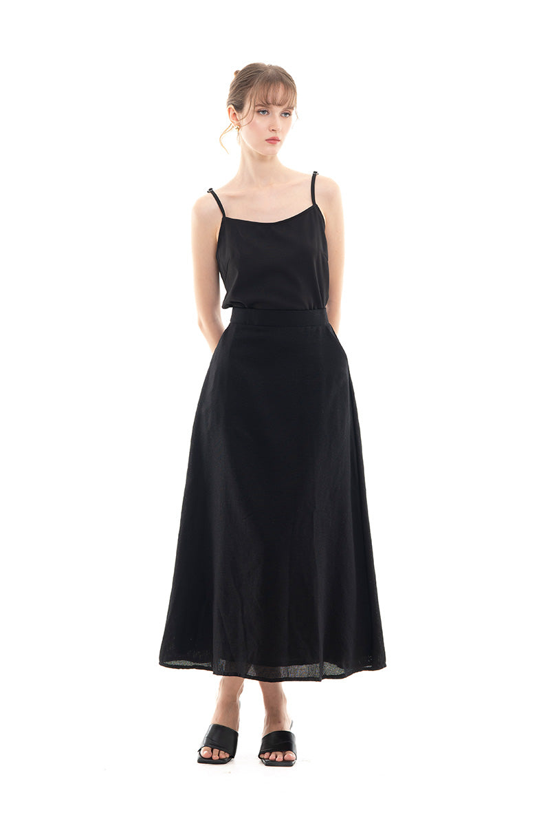 Natural A-Line Maxi Skirt In Black
