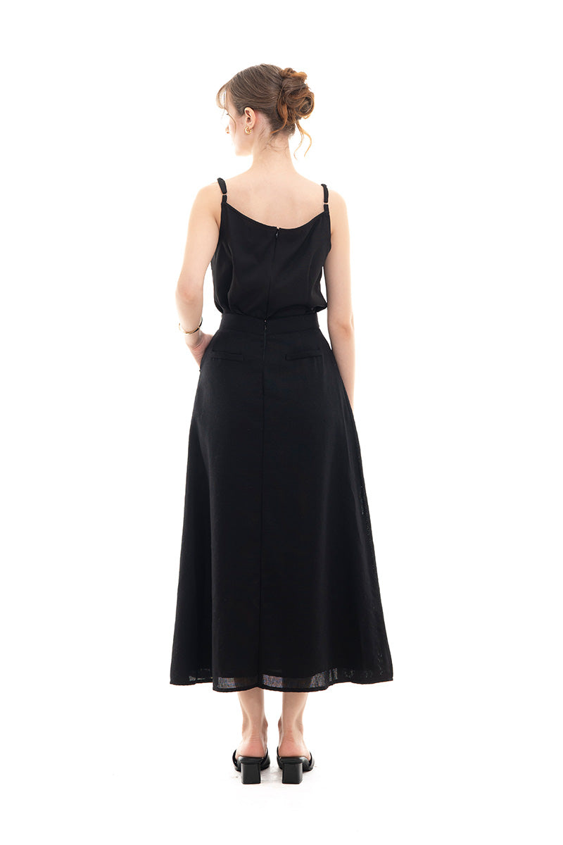 Natural A-Line Maxi Skirt In Black