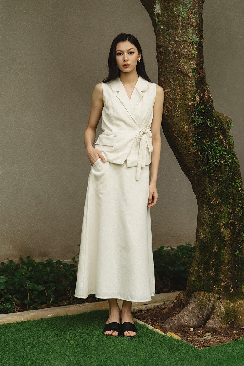 Natural A-Line Maxi Skirt In Broken White