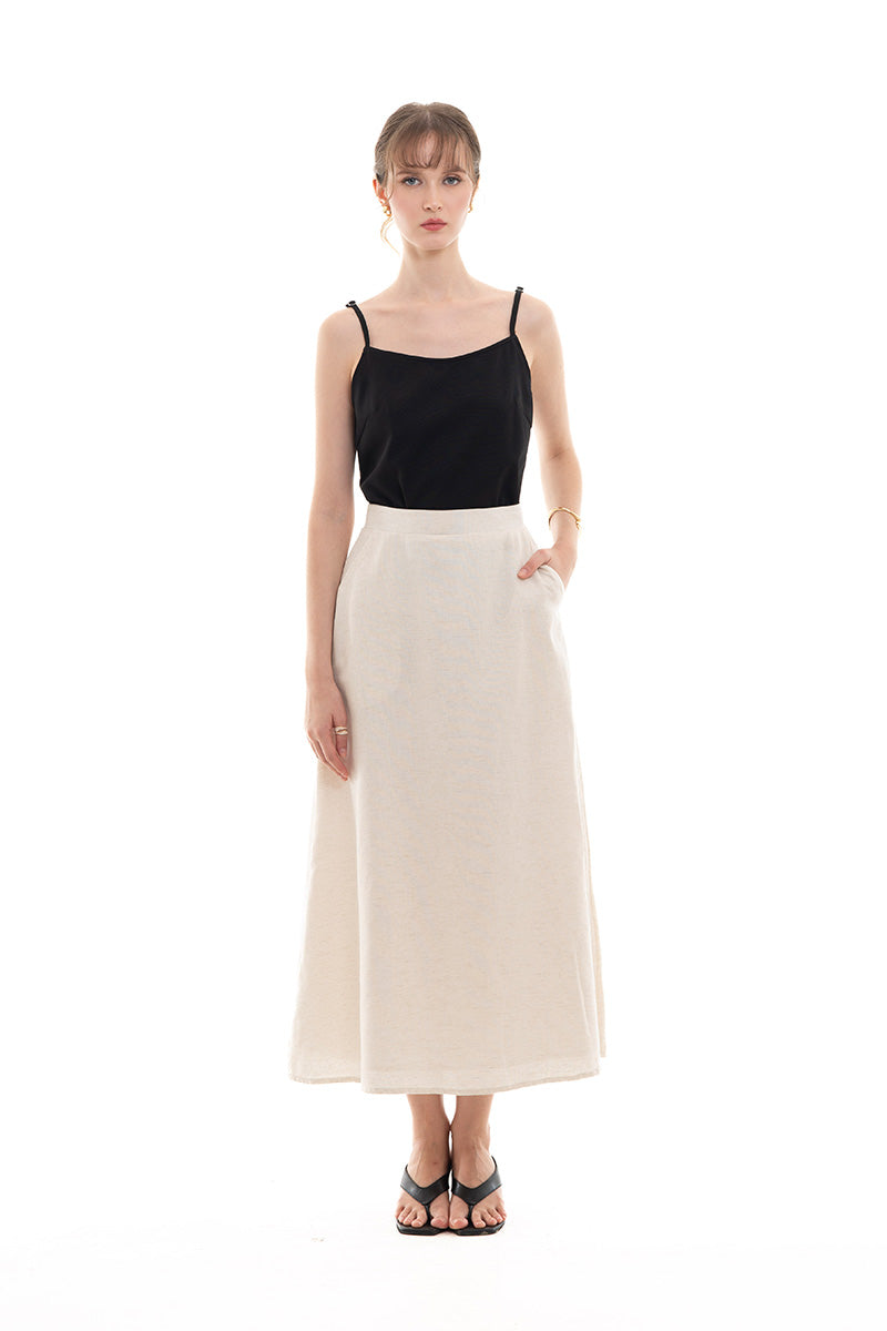 Natural A-Line Maxi Skirt In Broken White