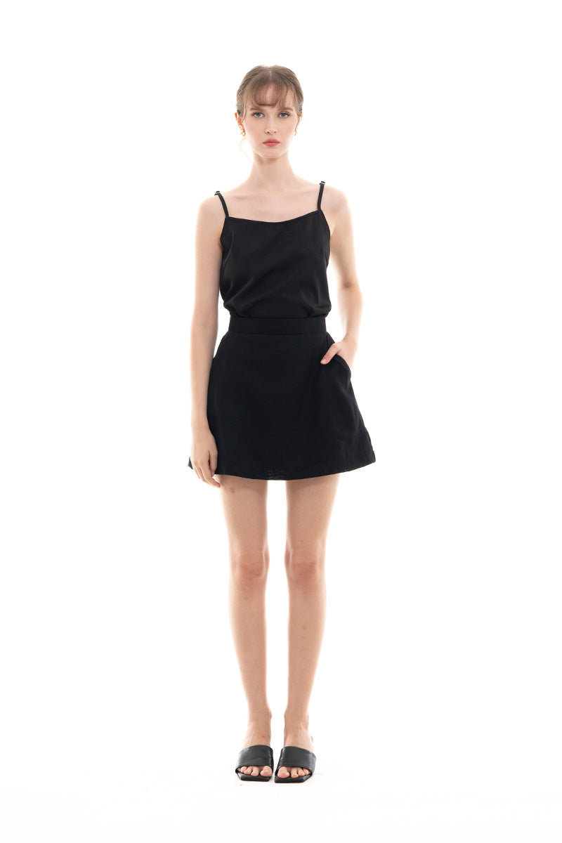Natural A-Line Mini Skirt In Black