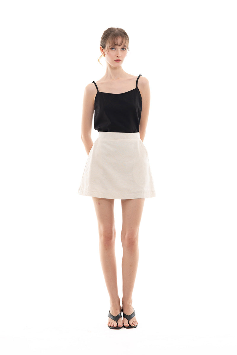 Natural A-Line Mini Skirt In Broken White