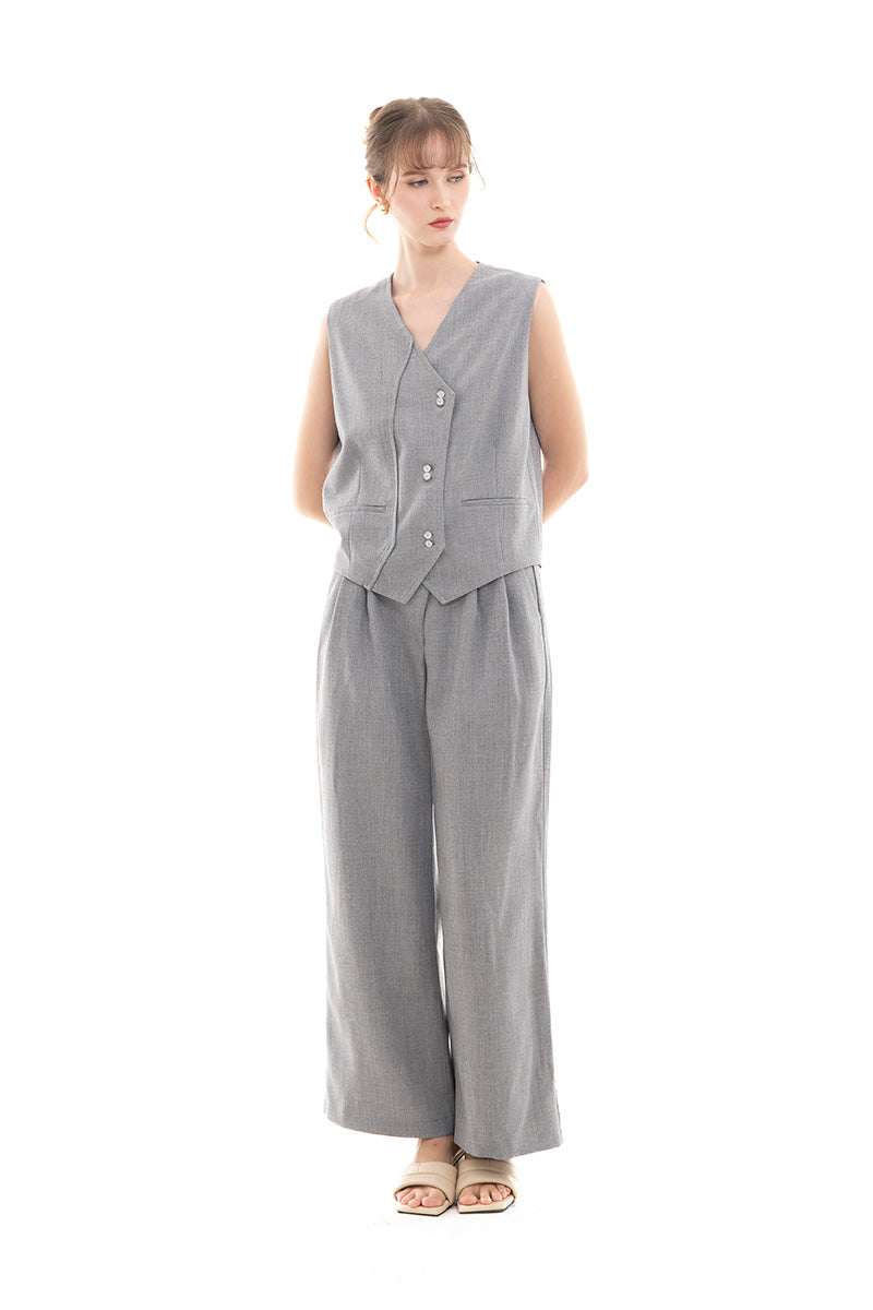 Overlap Vest In Light Grey