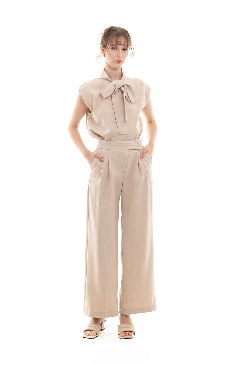 Overlap Waist Trousers In Beige