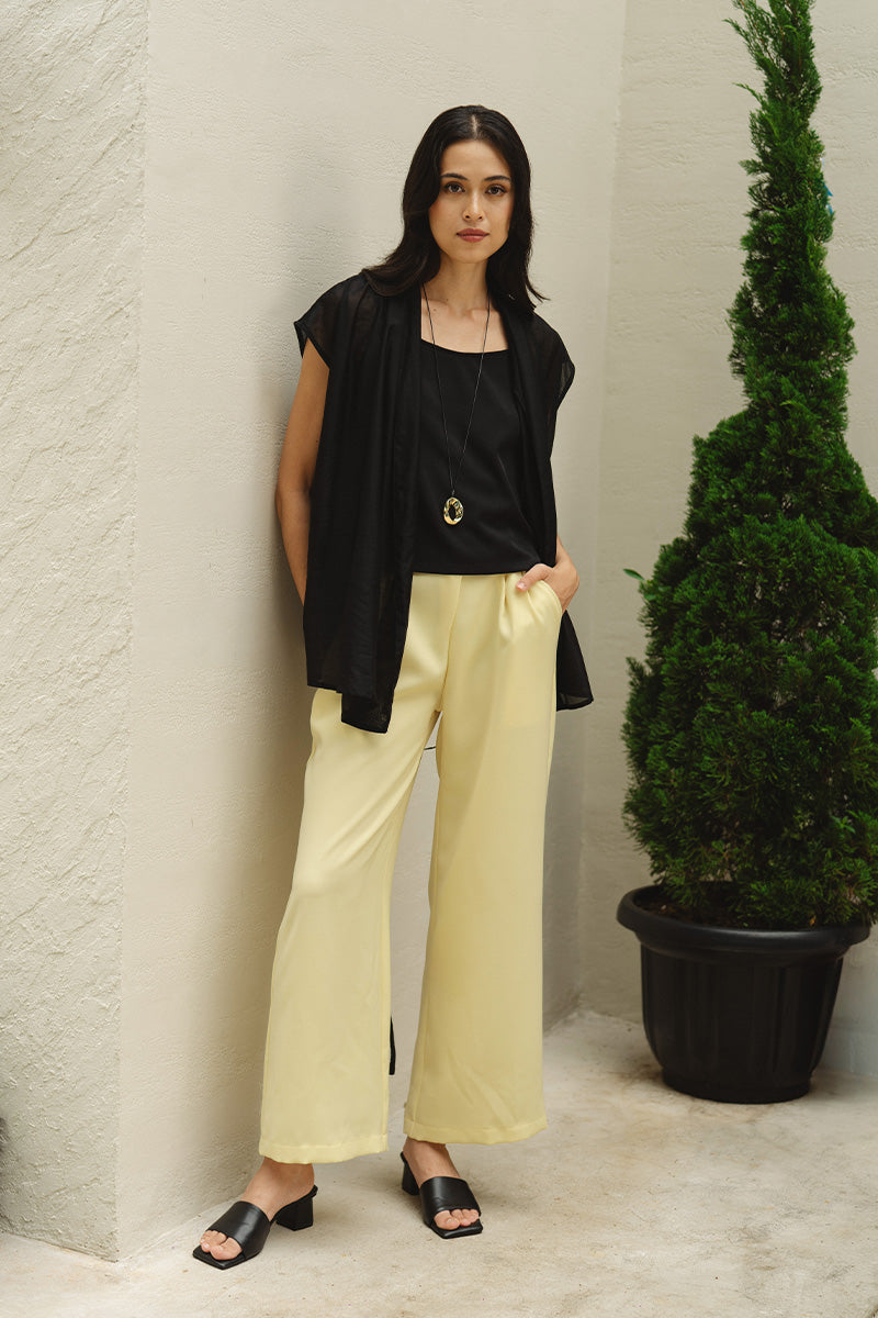 Overlap Waist Trousers In Butter Yellow