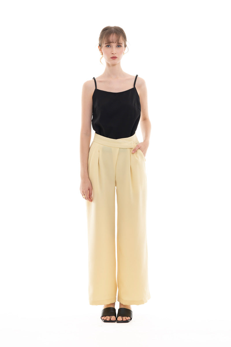 Overlap Waist Trousers In Butter Yellow