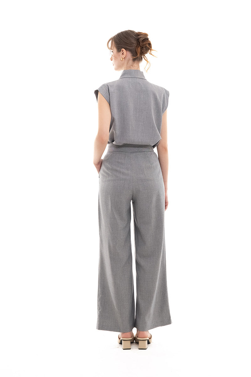 Overlap Waist Trousers In Light Grey