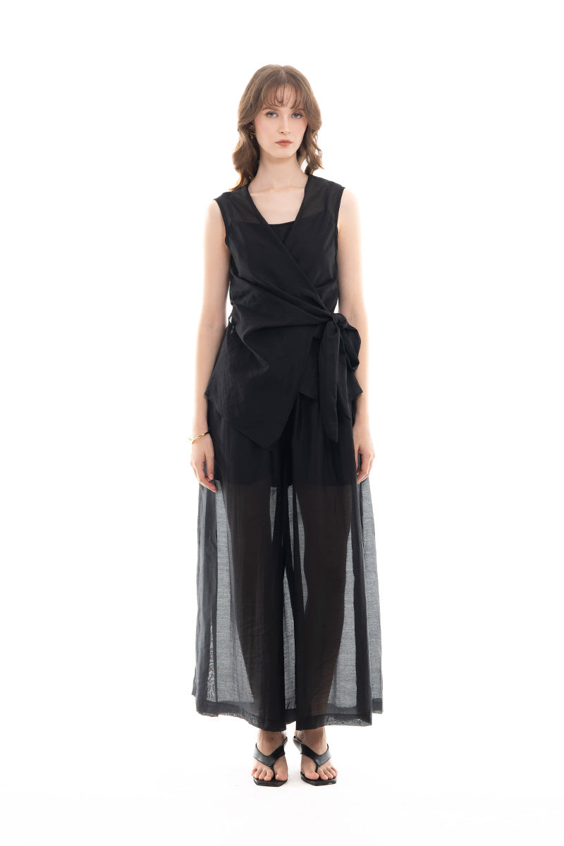Side Wrap Vest In Black
