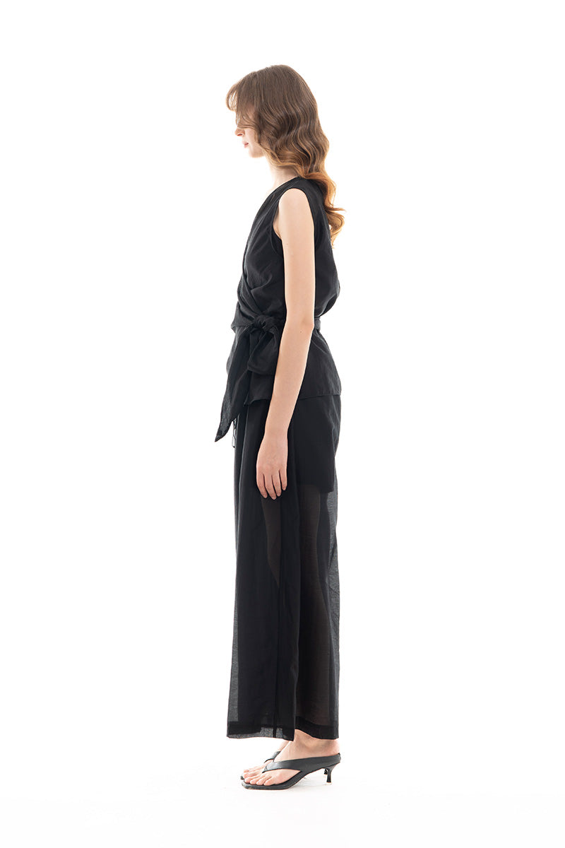 Side Wrap Vest In Black