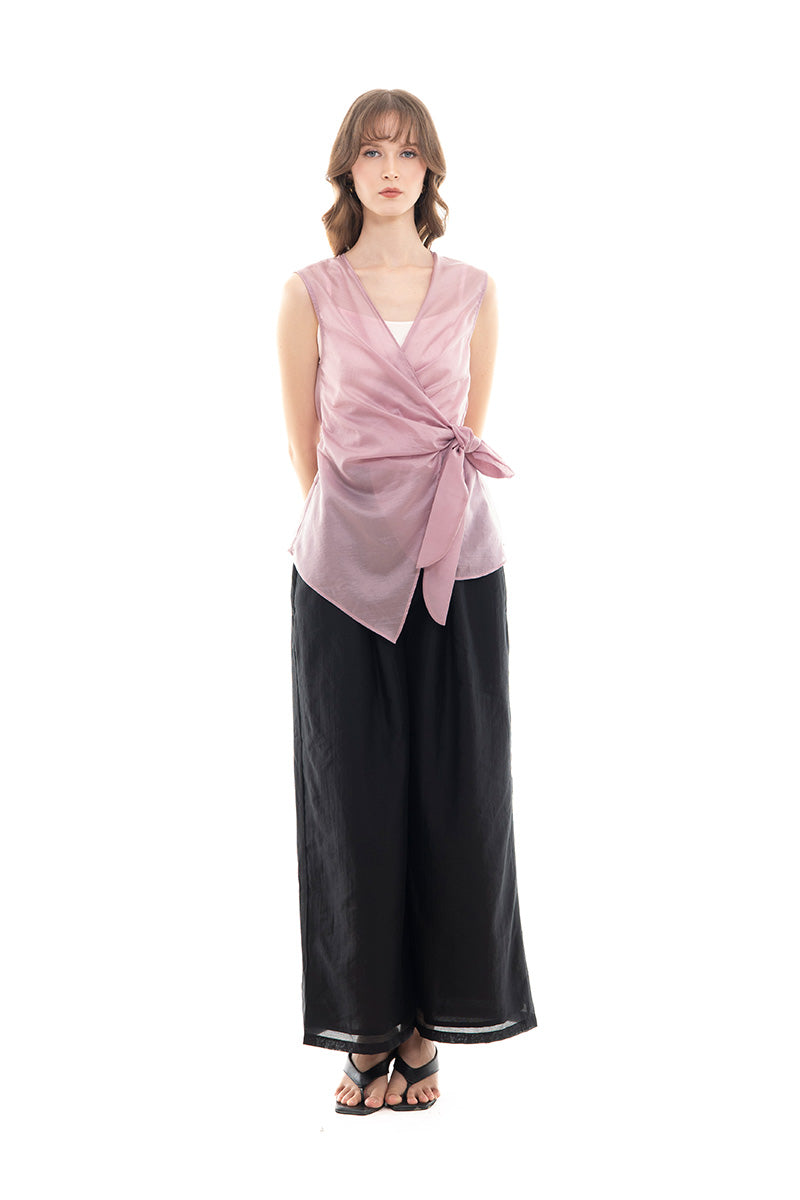 Side Wrap Vest In Mauve Pink