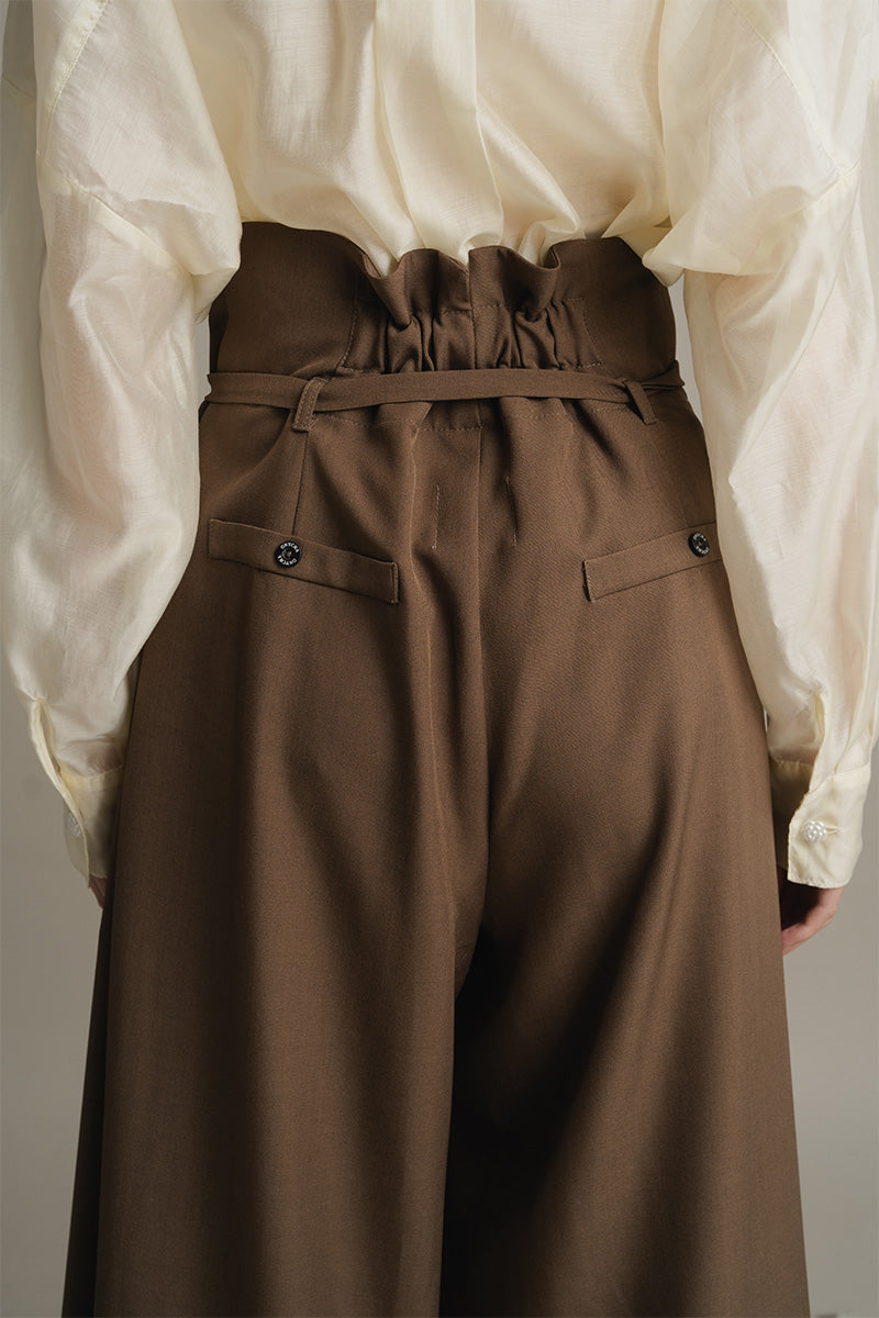 Asymmetric Wrap Wide Leg Pants In Walnut