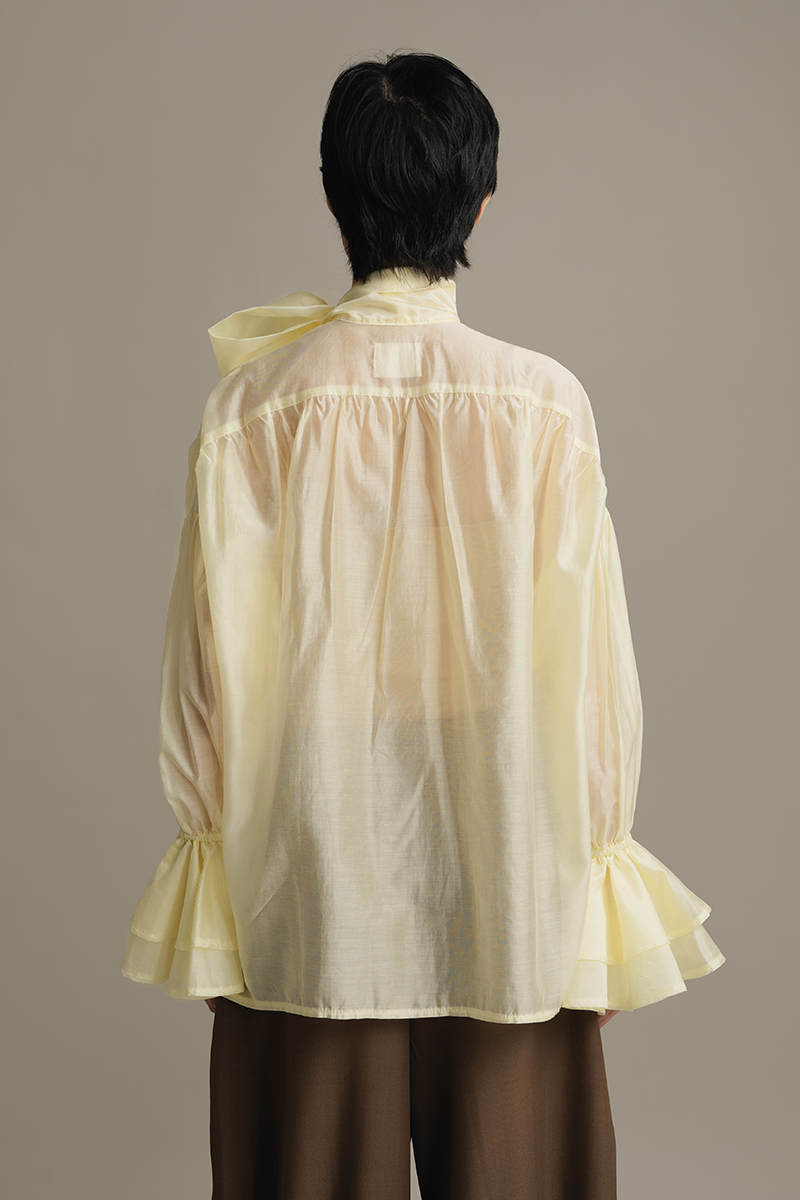 Blouse With Built-In Shawl In Yellow