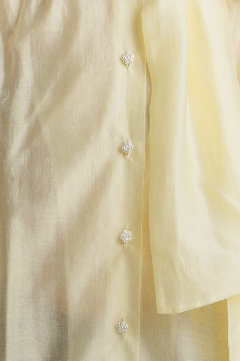 Blouse With Built-In Shawl In Yellow