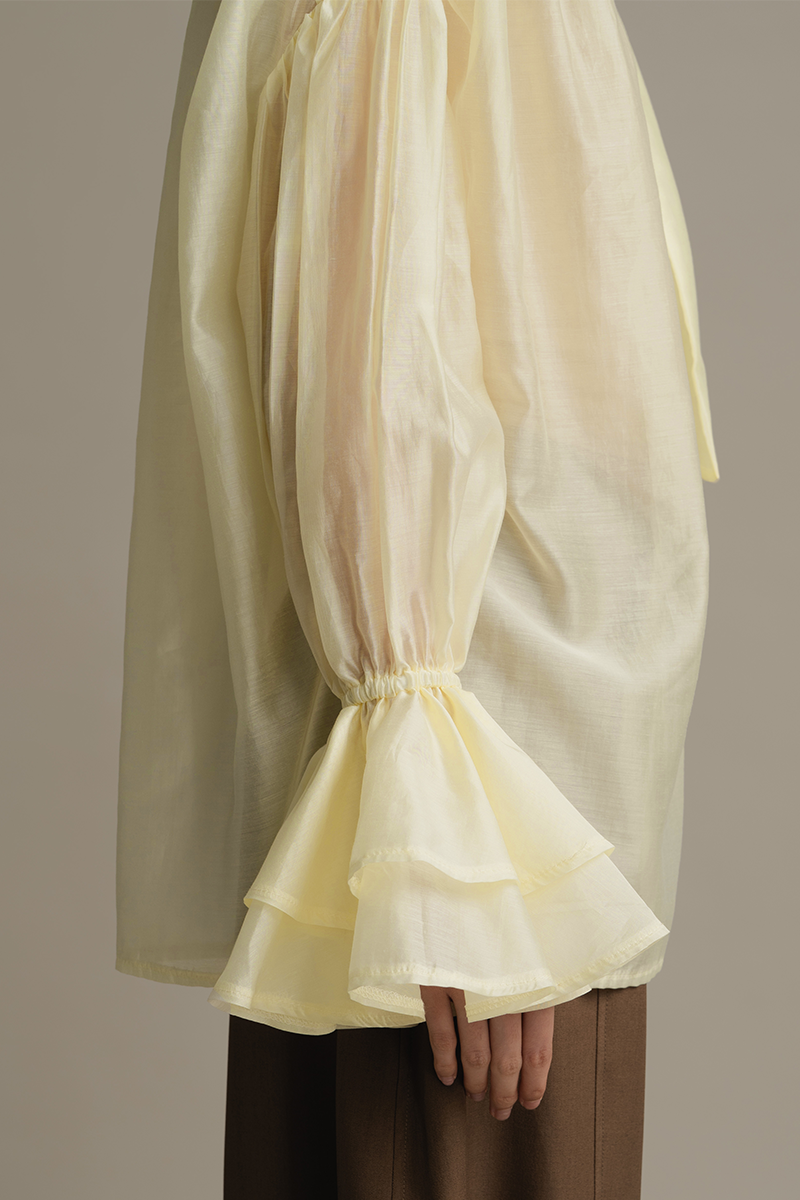 Blouse With Built-In Shawl In Yellow