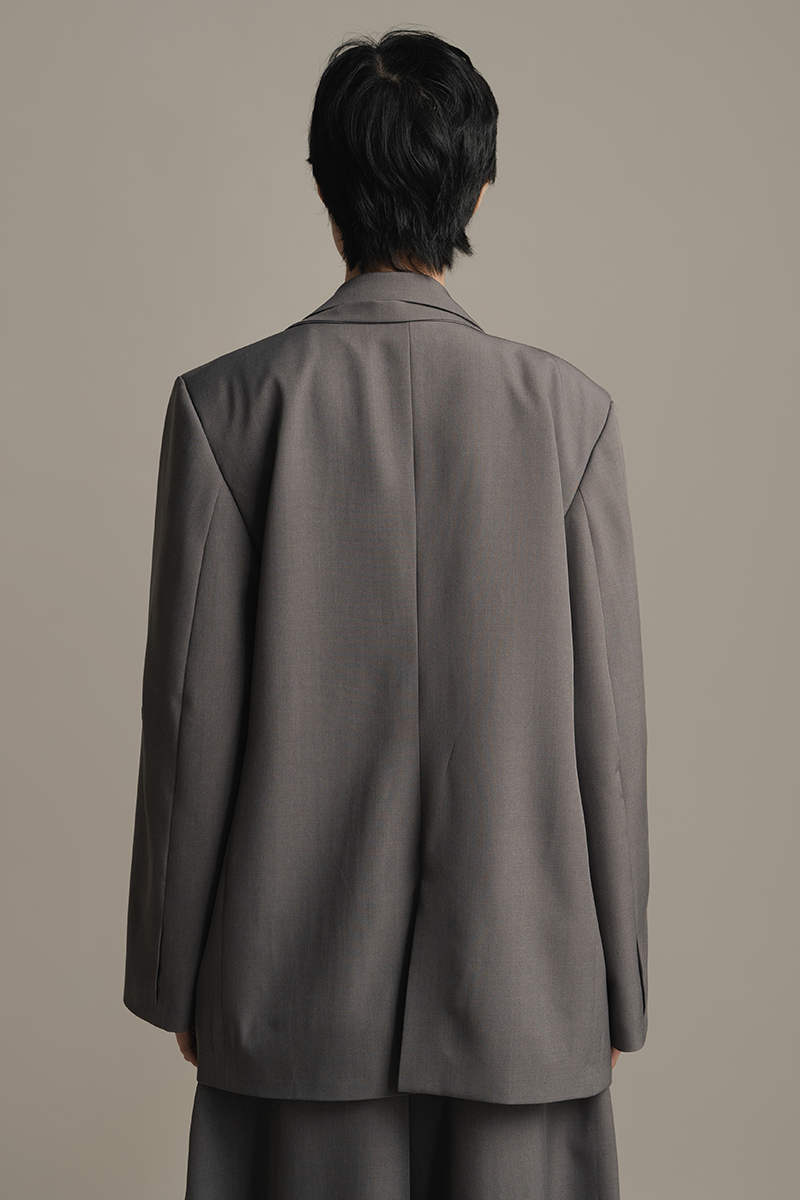 Double-Ring Wrap Blazer In Ink Grey