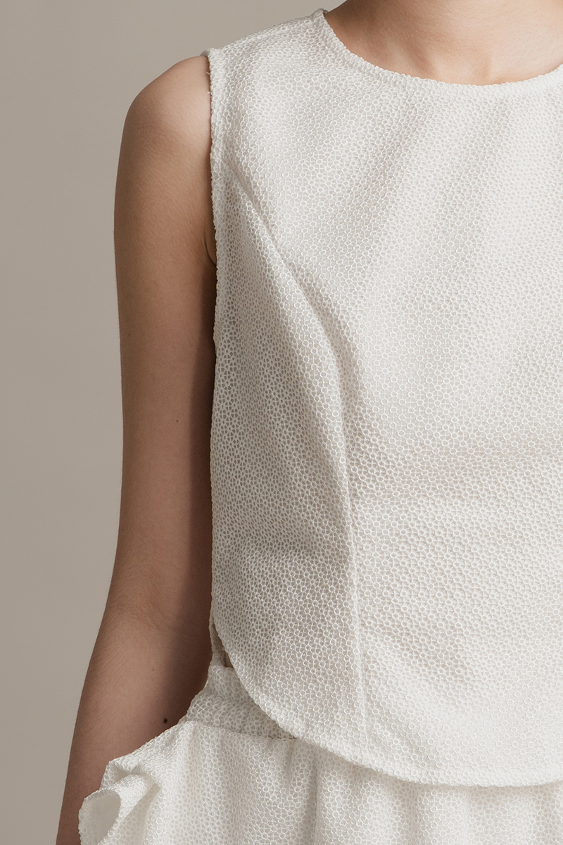 Lace Sleeveless Top In White