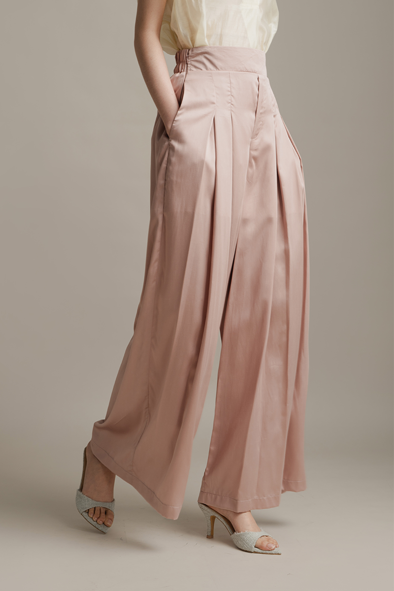Panelled Wide Leg Pants In Rose