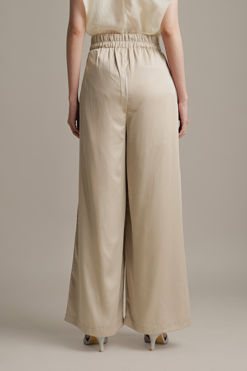 Panelled Wide Leg Pants In Sand