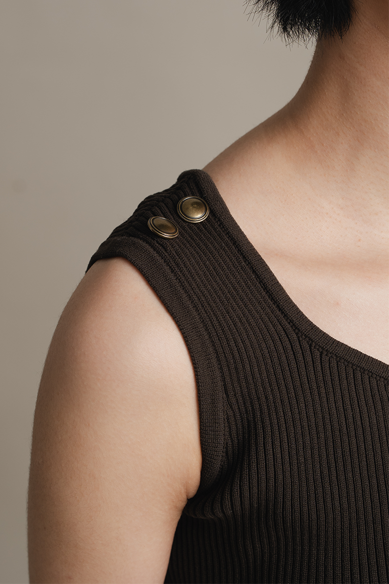 Peplum Knit Top In Cacao
