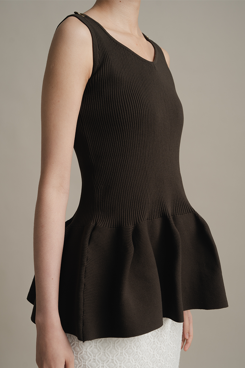 Peplum Knit Top In Cacao