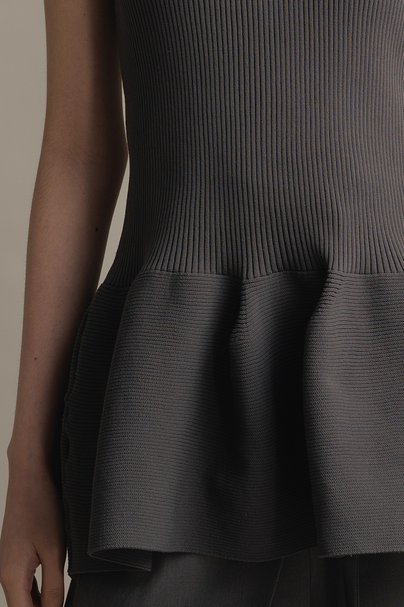 Peplum Knit Top In Graphite