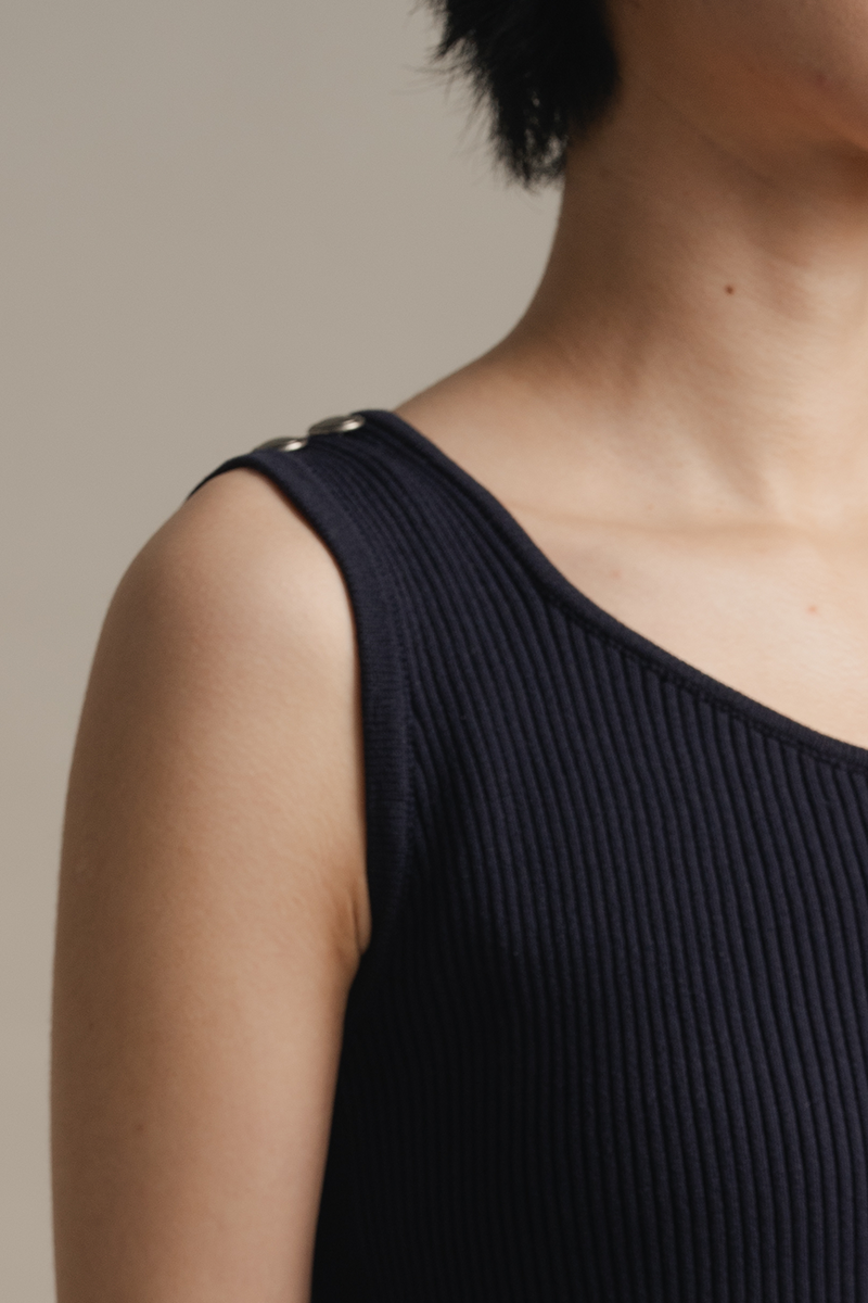 Peplum Knit Top In Midnight Blue