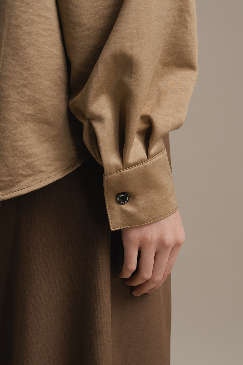 Pleated Shirt In Olive Wood