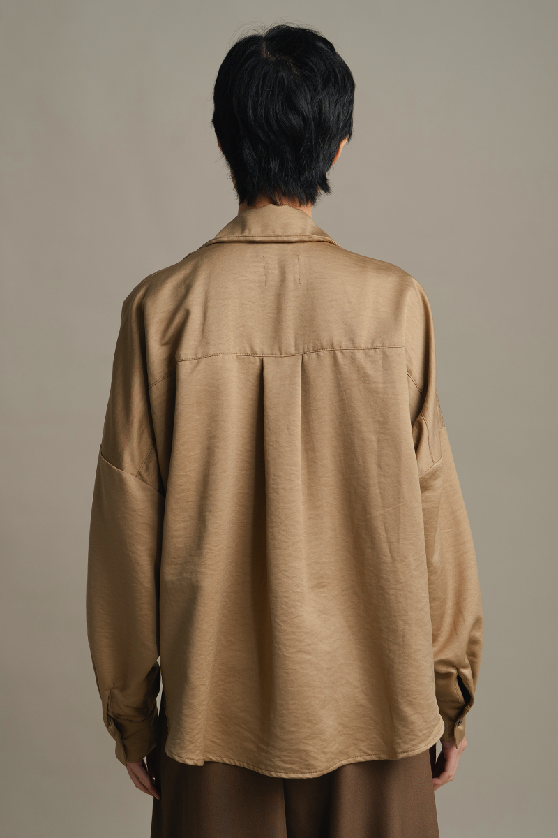 Pleated Shirt In Olive Wood