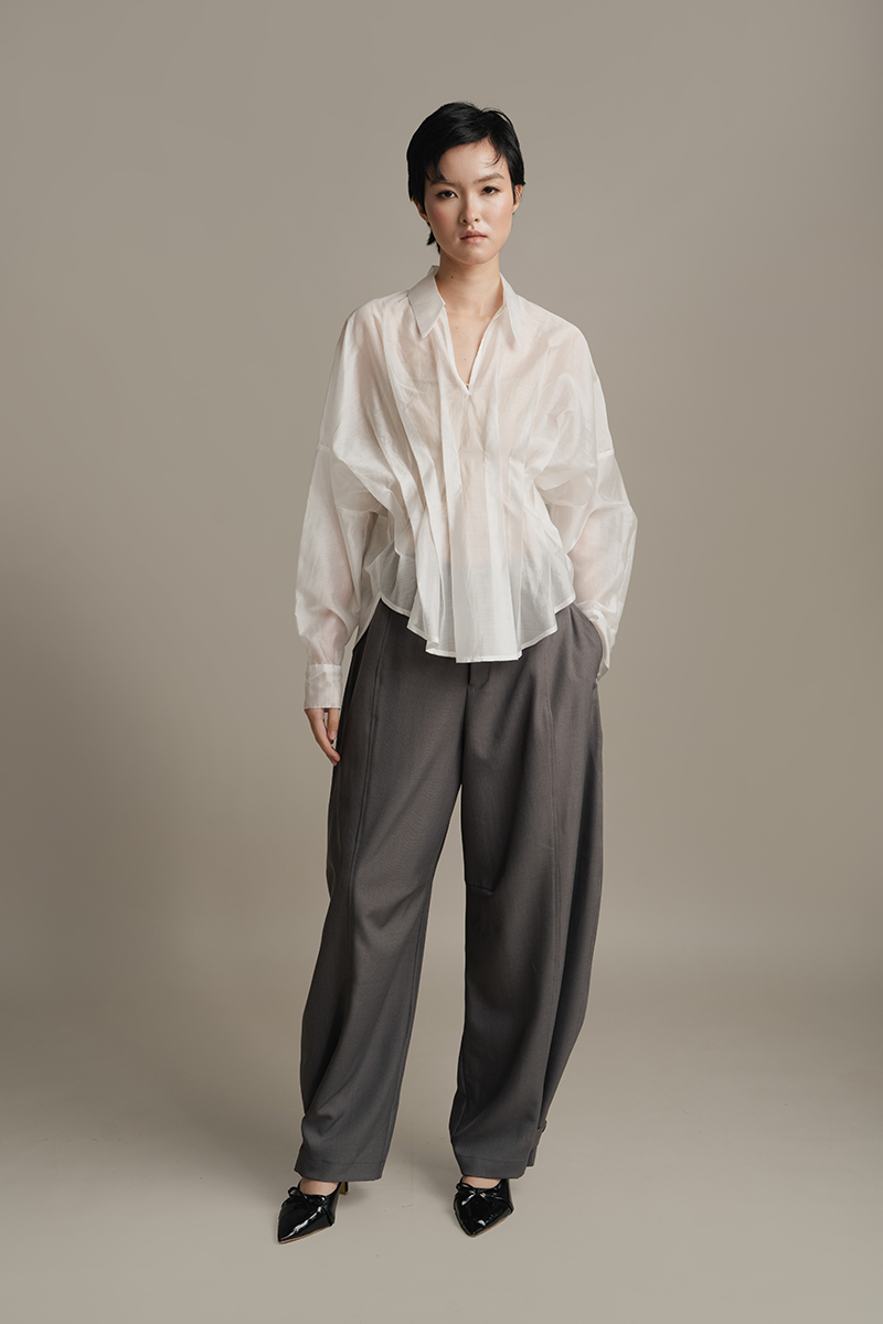 Pleated Shirt In White