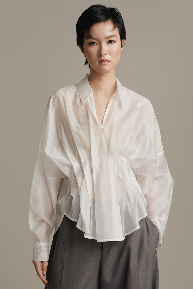 Pleated Shirt In White