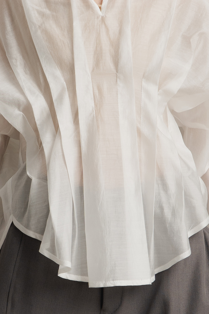 Pleated Shirt In White
