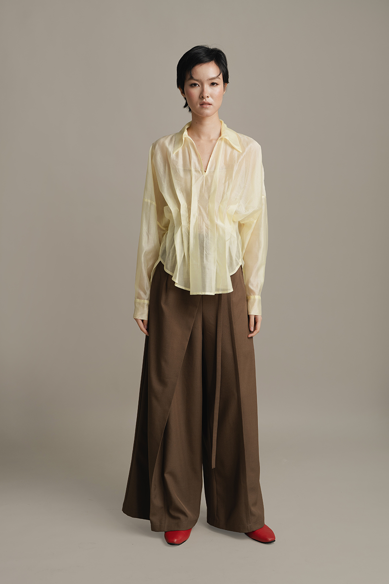 Pleated Shirt In Yellow