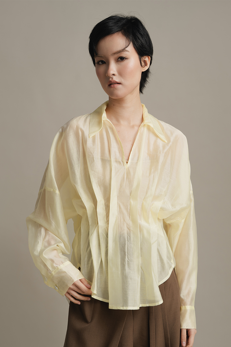 Pleated Shirt In Yellow