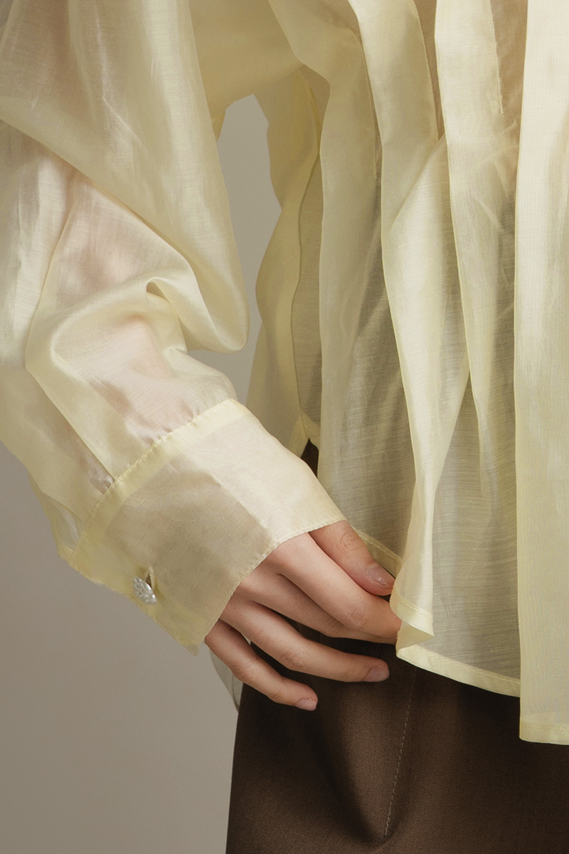Pleated Shirt In Yellow