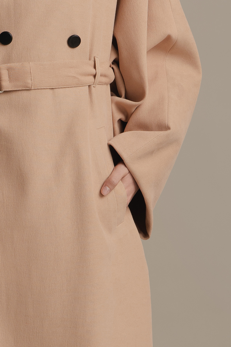 Ring-Belt Coat In Camel