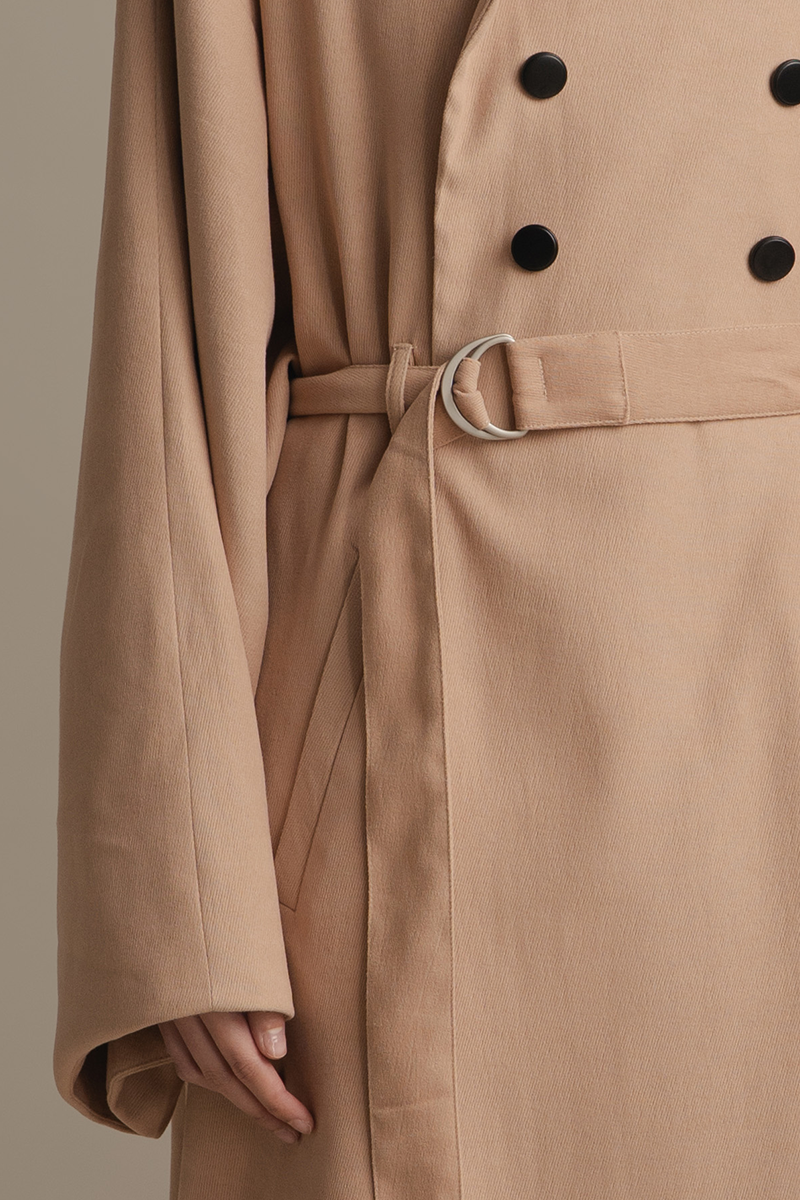 Ring-Belt Coat In Camel