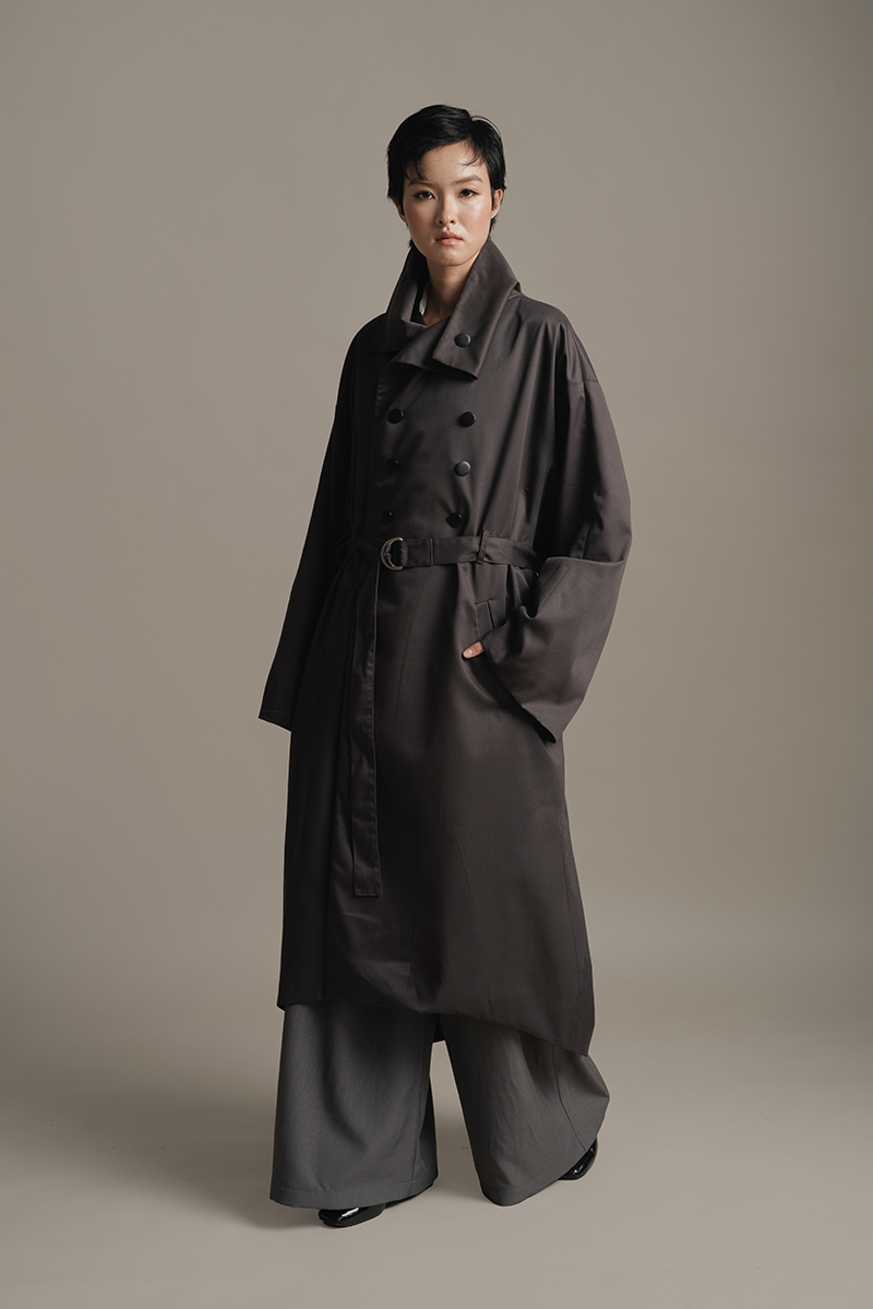 Ring-Belt Coat In Graphite