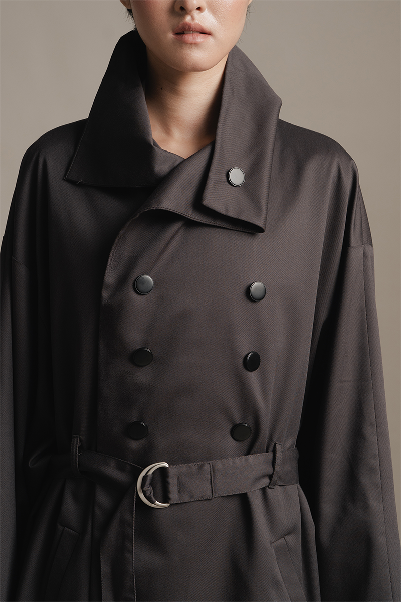 Ring-Belt Coat In Graphite