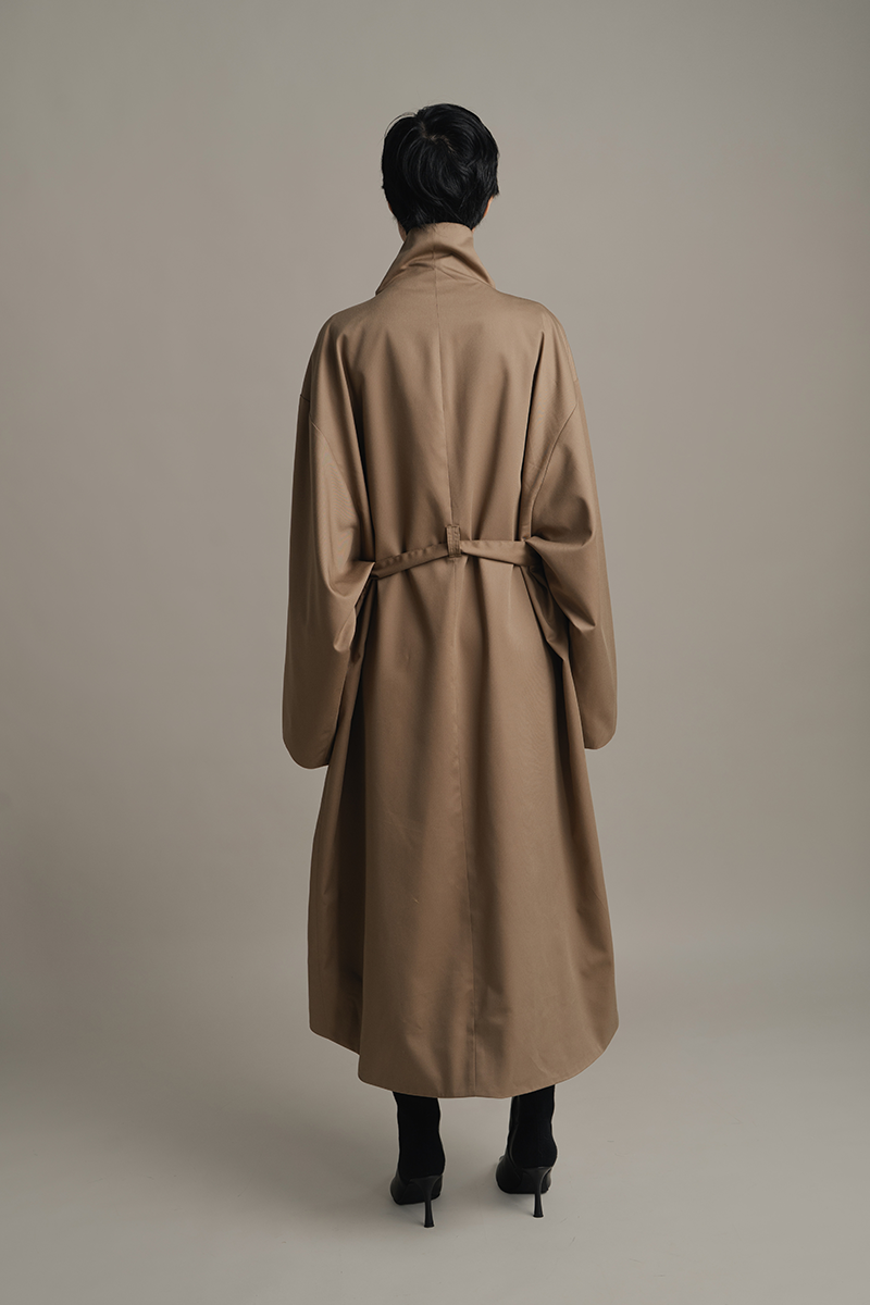 Ring-Belt Coat In Toffee Brown