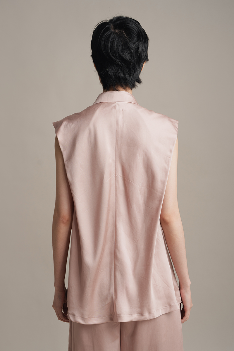 Sleeveless Pleated Shirt In Rose