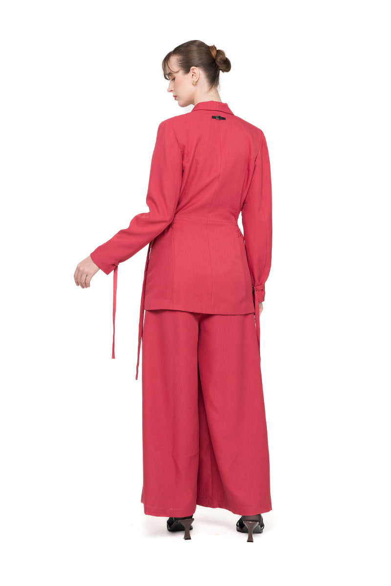 Buckle 15 Long Fitted Blazer In Brick Red