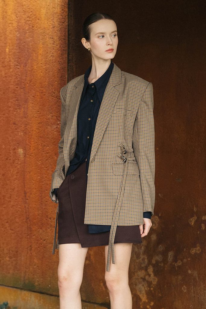 Buckle 15 Oversized Blazer In Brown Houndstooth