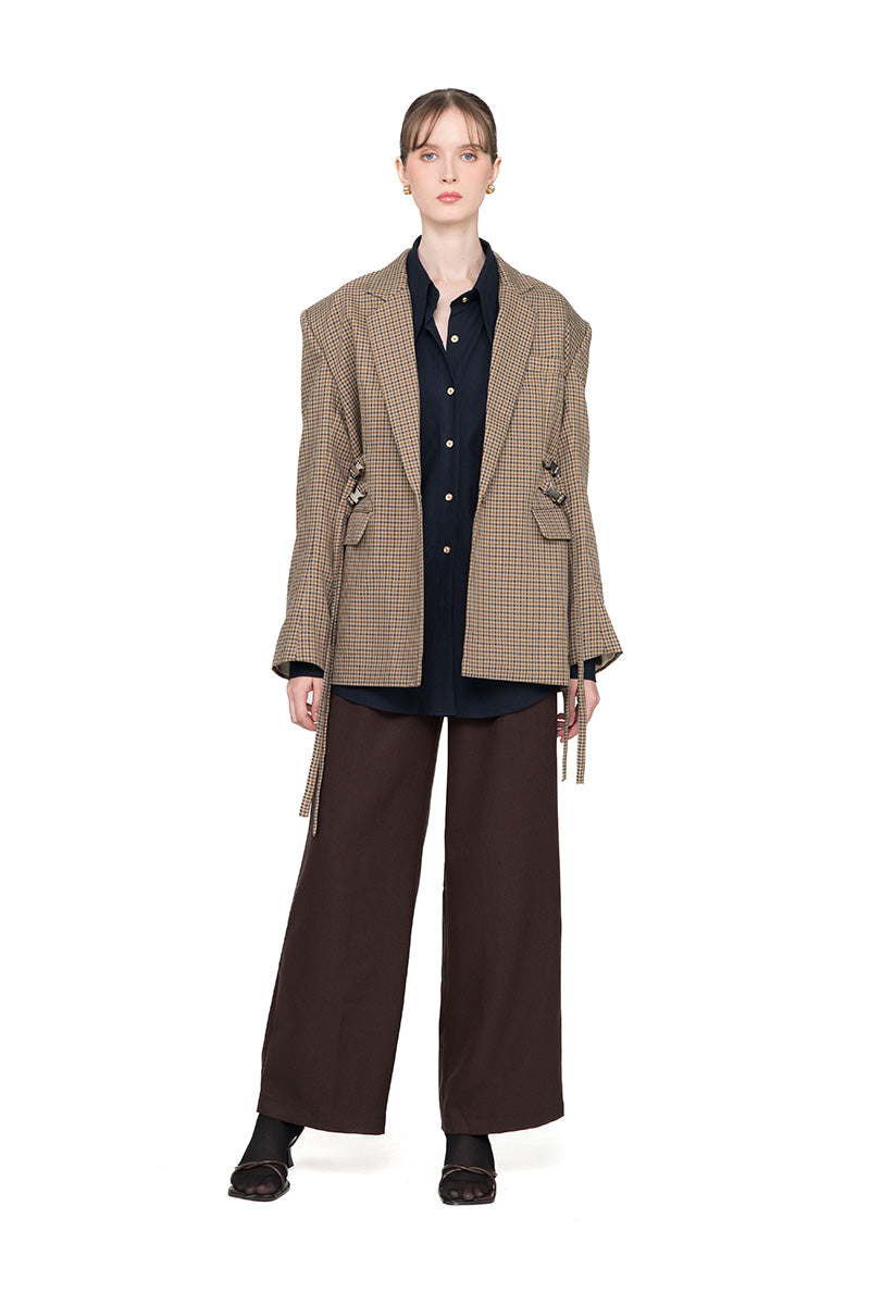 Buckle 15 Oversized Blazer In Brown Houndstooth