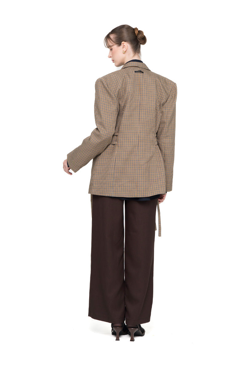 Buckle 15 Oversized Blazer In Brown Houndstooth