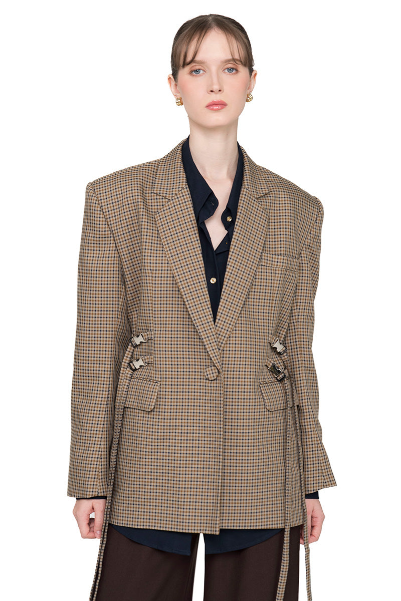 Buckle 15 Oversized Blazer In Brown Houndstooth