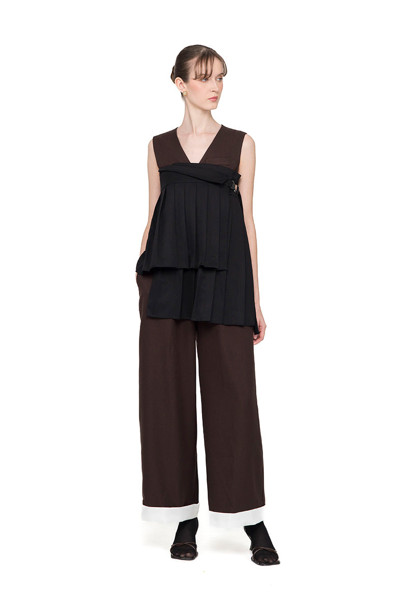 Buckle 25 Flare Pleated Obi In Black