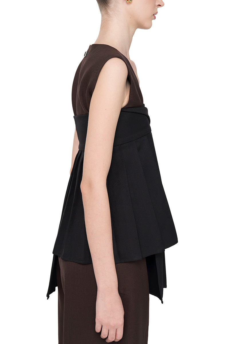 Buckle 25 Flare Pleated Obi In Black