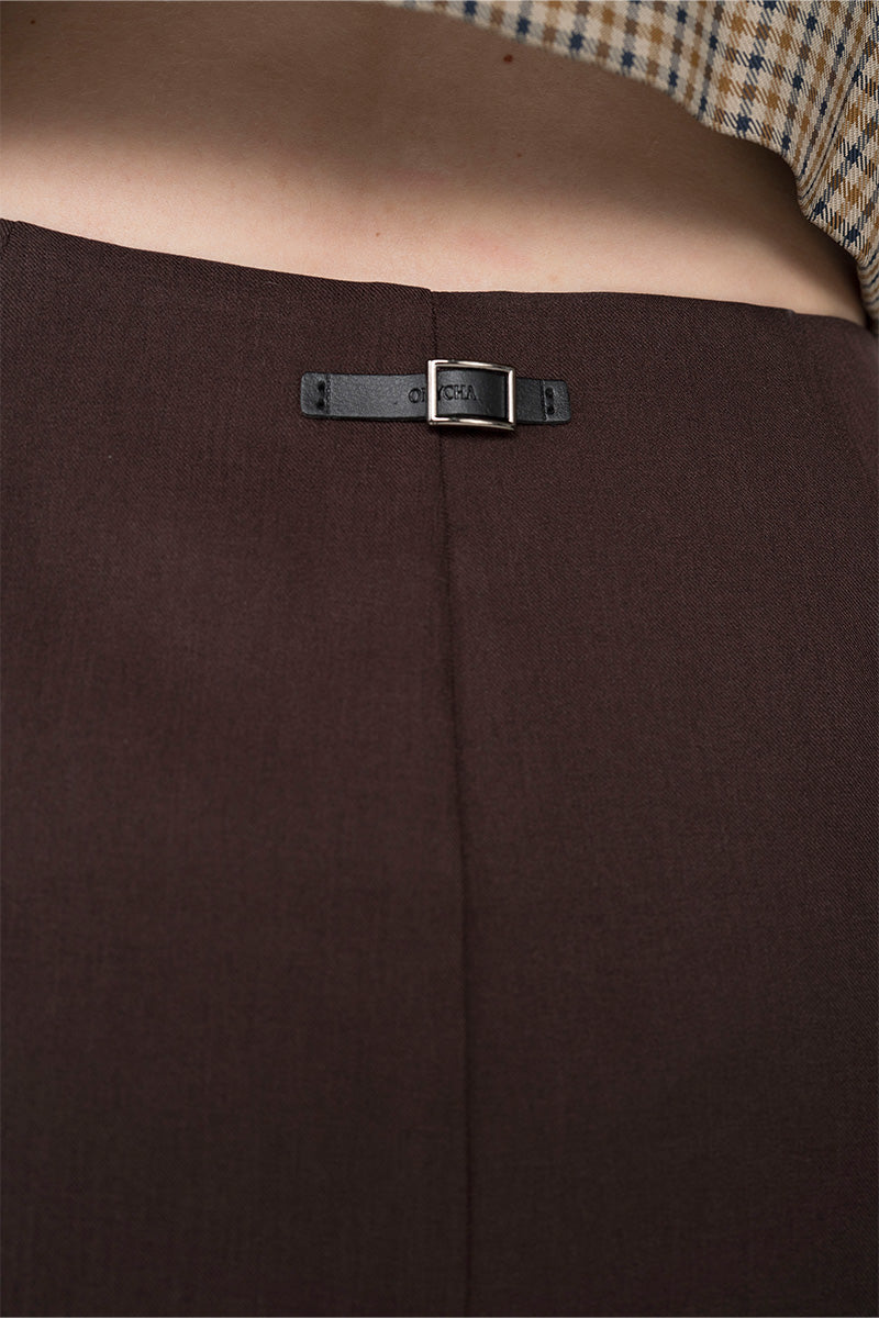 Buttoned Midi Skirt In Dark Brown